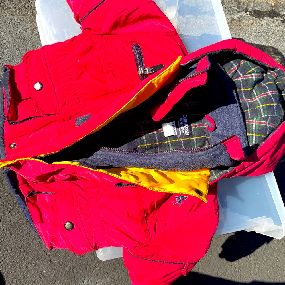 Baby Boys Oshkosh B'Gosh Winter Coat Red & Hi Vis Yellow Size 18 Month